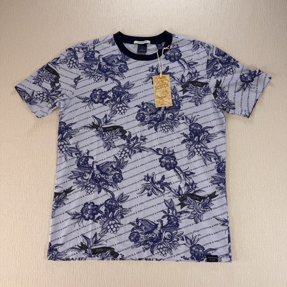 Scotch & Soda Amsterdam Shirt Floral Short Sleeve Sz L All Over Print NWT